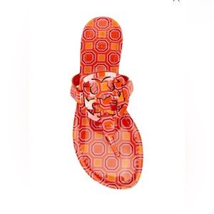 Tory Burch Miller Hot Pink Orange Sandals Shoe Patent Leather 7